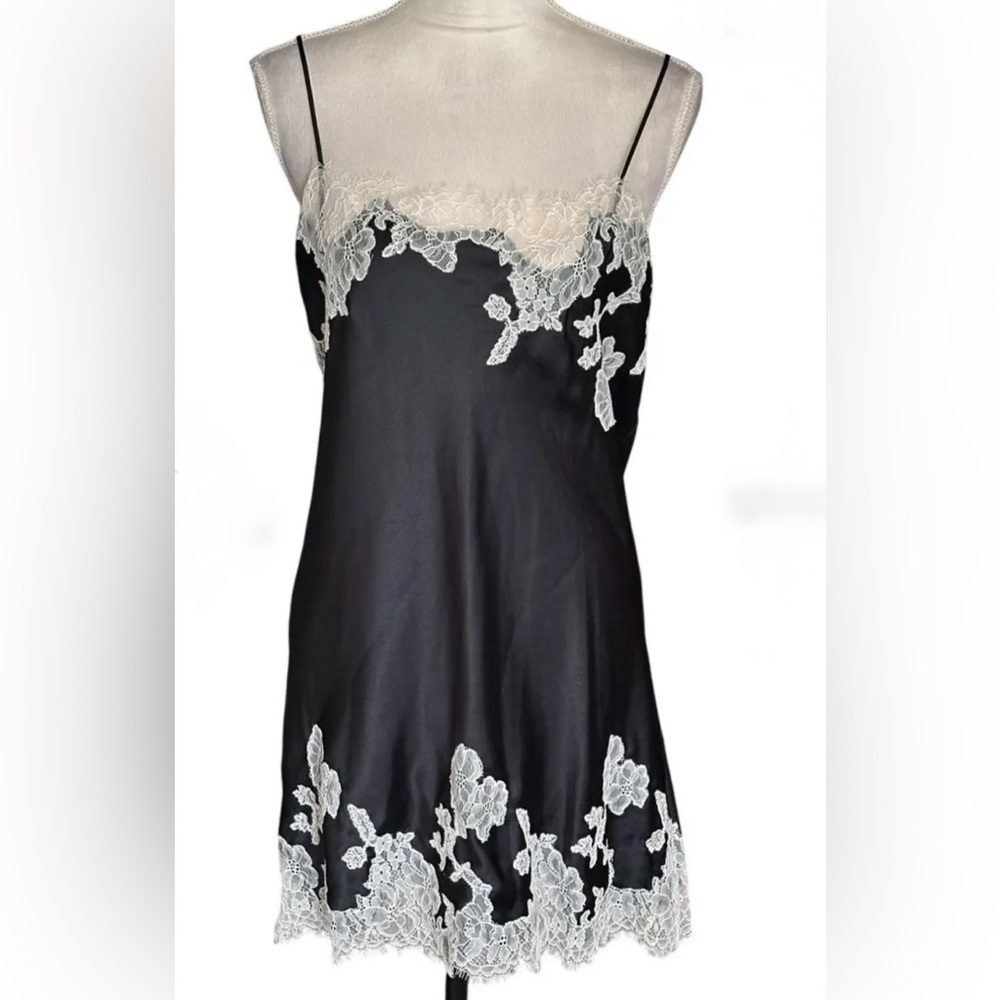 Victoria’s Secret VS Black Satin Lace Slip Dress Y2K Coquette Lingerie Mini - Picture 15 of 15